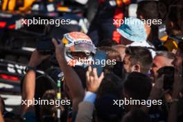 Race winner Max Verstappen (NLD) Red Bull Racing celebrates in parc ferme. 23.07.2023. Formula 1 World Championship, Rd 12, Hungarian Grand Prix, Budapest, Hungary, Race Day.