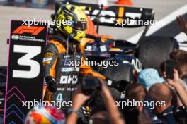 Lando Norris (GBR) McLaren celebrates his second position in parc ferme with the team. 23.07.2023. Formula 1 World Championship, Rd 12, Hungarian Grand Prix, Budapest, Hungary, Race Day.