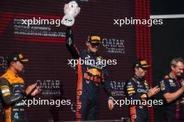 The podium (L to R): Lando Norris (GBR) McLaren, second; Max Verstappen (NLD) Red Bull Racing, race winner; Sergio Perez (MEX) Red Bull Racing, third. 23.07.2023. Formula 1 World Championship, Rd 12, Hungarian Grand Prix, Budapest, Hungary, Race Day.