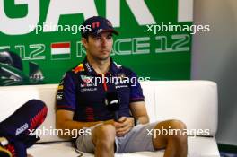 Sergio Perez (MEX) Red Bull Racing, in the post race FIA Press Conference. 23.07.2023. Formula 1 World Championship, Rd 12, Hungarian Grand Prix, Budapest, Hungary, Race Day.