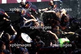 Red Bull Racing celebrate a 1-3 finish on the podium. 23.07.2023. Formula 1 World Championship, Rd 12, Hungarian Grand Prix, Budapest, Hungary, Race Day.