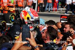 Race winner Max Verstappen (NLD) Red Bull Racing celebrates in parc ferme with the team. 23.07.2023. Formula 1 World Championship, Rd 12, Hungarian Grand Prix, Budapest, Hungary, Race Day.