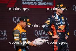 Lando Norris (GBR) McLaren celebrates his second position on the podium. 23.07.2023. Formula 1 World Championship, Rd 12, Hungarian Grand Prix, Budapest, Hungary, Race Day.