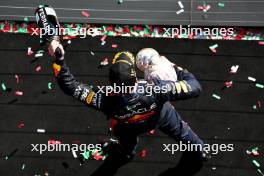 Race winner Max Verstappen (NLD) Red Bull Racing celebrates on the podium. 23.07.2023. Formula 1 World Championship, Rd 12, Hungarian Grand Prix, Budapest, Hungary, Race Day.