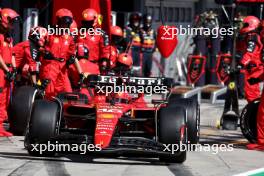 Charles Leclerc (MON) Ferrari SF-23 makes a pit stop. 23.07.2023. Formula 1 World Championship, Rd 12, Hungarian Grand Prix, Budapest, Hungary, Race Day.