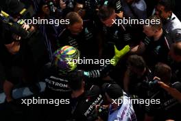 Pole sitter Lewis Hamilton (GBR) Mercedes AMG F1 celebrates in qualifying parc ferme with the team. 22.07.2023. Formula 1 World Championship, Rd 12, Hungarian Grand Prix, Budapest, Hungary, Qualifying Day.