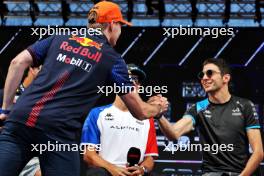 (L to R): Max Verstappen (NLD) Red Bull Racing and Esteban Ocon (FRA) Alpine F1 Team on the FanZone Stage. 22.07.2023. Formula 1 World Championship, Rd 12, Hungarian Grand Prix, Budapest, Hungary, Qualifying Day.