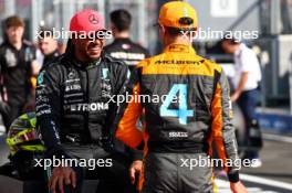 Lewis Hamilton (GBR), Mercedes AMG F1  and Lando Norris (GBR), McLaren F1 Team  22.07.2023. Formula 1 World Championship, Rd 12, Hungarian Grand Prix, Budapest, Hungary, Qualifying Day.