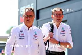 (L to R): Ron Meadows (GBR) Mercedes AMG F1 Team Manager with Andy Cowell (GBR) Mercedes-Benz High Performance Powertrains Managing Director. 22.07.2023. Formula 1 World Championship, Rd 12, Hungarian Grand Prix, Budapest, Hungary, Qualifying Day.