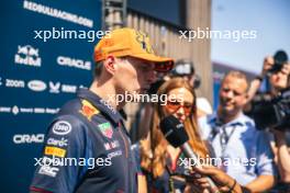 Max Verstappen (NLD) Red Bull Racing with the media. 20.07.2023. Formula 1 World Championship, Rd 12, Hungarian Grand Prix, Budapest, Hungary, Preparation Day.