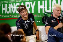 (L to R): George Russell (GBR) Mercedes AMG F1 and Nico Hulkenberg (GER) Haas F1 Team in the FIA Press Conference. 20.07.2023. Formula 1 World Championship, Rd 12, Hungarian Grand Prix, Budapest, Hungary, Preparation Day.