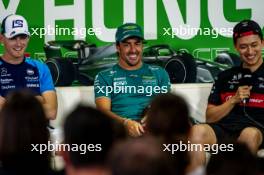 (L to R): Logan Sargeant (USA) Williams Racing; Fernando Alonso (ESP) Aston Martin F1 Team; and Zhou Guanyu (CHN) Alfa Romeo F1 Team, in the FIA Press Conference. 20.07.2023. Formula 1 World Championship, Rd 12, Hungarian Grand Prix, Budapest, Hungary, Preparation Day.