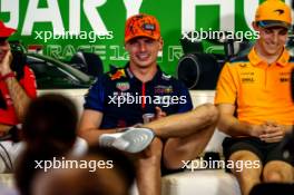 (L to R): Max Verstappen (NLD) Red Bull Racing and Oscar Piastri (AUS) McLaren in the FIA Press Conference. 20.07.2023. Formula 1 World Championship, Rd 12, Hungarian Grand Prix, Budapest, Hungary, Preparation Day.