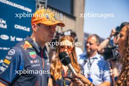Max Verstappen (NLD) Red Bull Racing with the media. 20.07.2023. Formula 1 World Championship, Rd 12, Hungarian Grand Prix, Budapest, Hungary, Preparation Day.