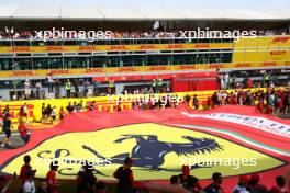 Circuit atmosphere - large Ferrari flag at the podium. 03.09.2023. Formula 1 World Championship, Rd 15, Italian Grand Prix, Monza, Italy, Race Day.