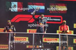 The podium (L to R): Sergio Perez (MEX) Red Bull Racing, second; Max Verstappen (NLD) Red Bull Racing, race winner; Carlos Sainz Jr (ESP) Ferrari, third. 03.09.2023. Formula 1 World Championship, Rd 15, Italian Grand Prix, Monza, Italy, Race Day.
