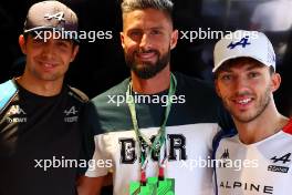 (L to R): Esteban Ocon (FRA) Alpine F1 Team with Olivier Giroud (FRA) Football Player and Pierre Gasly (FRA) Alpine F1 Team.  02.09.2023. Formula 1 World Championship, Rd 15, Italian Grand Prix, Monza, Italy, Qualifying Day.