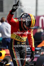 Carlos Sainz Jr (ESP) Ferrari celebrates his pole position in qualifying parc ferme. 02.09.2023. Formula 1 World Championship, Rd 15, Italian Grand Prix, Monza, Italy, Qualifying Day.