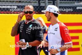 (L to R): Lewis Hamilton (GBR) Mercedes AMG F1 and Pierre Gasly (FRA) Alpine F1 Team on the drivers' parade. 03.09.2023. Formula 1 World Championship, Rd 15, Italian Grand Prix, Monza, Italy, Race Day.