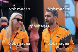 (L to R): Sophie Ogg (GBR) McLaren Communications Director with Andrea Stella (ITA) McLaren Team Principal. 03.09.2023. Formula 1 World Championship, Rd 15, Italian Grand Prix, Monza, Italy, Race Day.