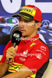 Charles Leclerc (MON) Ferrari in the FIA Press Conference. 31.08.2023. Formula 1 World Championship, Rd 15, Italian Grand Prix, Monza, Italy, Preparation Day.
