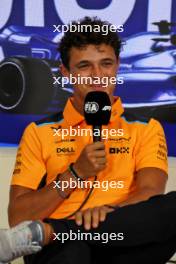 Lando Norris (GBR) McLaren in the FIA Press Conference. 31.08.2023. Formula 1 World Championship, Rd 15, Italian Grand Prix, Monza, Italy, Preparation Day.