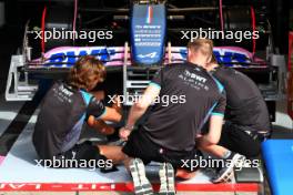 Alpine F1 Team A523 worked on by mechanics. 31.08.2023. Formula 1 World Championship, Rd 15, Italian Grand Prix, Monza, Italy, Preparation Day.