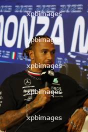 Lewis Hamilton (GBR) Mercedes AMG F1 in the FIA Press Conference. 31.08.2023. Formula 1 World Championship, Rd 15, Italian Grand Prix, Monza, Italy, Preparation Day.