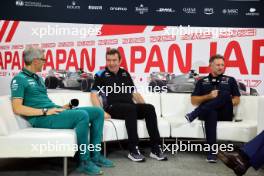 (L to R): Mike Krack (LUX) Aston Martin F1 Team, Team Principal; Bruno Famin (FRA) Alpine Motorsports Vice President; and Christian Horner (GBR) Red Bull Racing Team Principal, in the FIA Press Conference. 22.09.2023. Formula 1 World Championship, Rd 17, Japanese Grand Prix, Suzuka, Japan, Practice Day.