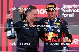 Christian Horner (GBR) Red Bull Racing Team Principal celebrates with 1st place  Max Verstappen (NLD) Red Bull Racing. 24.09.2023. Formula 1 World Championship, Rd 17, Japanese Grand Prix, Suzuka, Japan, Race Day.