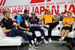 (L to R): Nico Hulkenberg (GER) Haas F1 Team; Alexander Albon (THA) Williams Racing FW45; Yuki Tsunoda (JPN) AlphaTauri; Lando Norris (GBR) McLaren; and Oscar Piastri (AUS) McLaren, in the FIA Press Conference. 21.09.2023. Formula 1 World Championship, Rd 17, Japanese Grand Prix, Suzuka, Japan, Preparation Day.