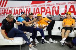 (L to R): Nico Hulkenberg (GER) Haas F1 Team; Alexander Albon (THA) Williams Racing FW45; Yuki Tsunoda (JPN) AlphaTauri; Lando Norris (GBR) McLaren; and Oscar Piastri (AUS) McLaren, in the FIA Press Conference. 21.09.2023. Formula 1 World Championship, Rd 17, Japanese Grand Prix, Suzuka, Japan, Preparation Day.