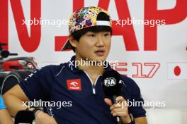 Yuki Tsunoda (JPN) AlphaTauri in the FIA Press Conference. 21.09.2023. Formula 1 World Championship, Rd 17, Japanese Grand Prix, Suzuka, Japan, Preparation Day.
