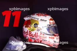 The helmet of Sergio Perez (MEX) Red Bull Racing. 16.11.2023. Formula 1 World Championship, Rd 22, Las Vegas Grand Prix, Las Vegas, Nevada, USA, Practice Day.