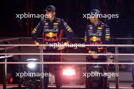 (L to R): Max Verstappen (NLD) Red Bull Racing and Sergio Perez (MEX) Red Bull Racing - Opening Ceremony. 15.11.2023. Formula 1 World Championship, Rd 22, Las Vegas Grand Prix, Las Vegas, Nevada, USA, Preparation Day.