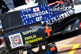 Pit board for Yuki Tsunoda (JPN) AlphaTauri supporting the Emilia Romagna region. 26.05.2023. Formula 1 World Championship, Rd 7, Monaco Grand Prix, Monte Carlo, Monaco, Practice Day.