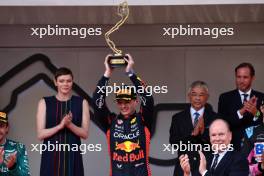 Race winner Max Verstappen (NLD) Red Bull Racing celebrates on the podium. 28.05.2023. Formula 1 World Championship, Rd 7, Monaco Grand Prix, Monte Carlo, Monaco, Race Day.
