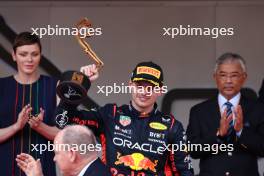 Race winner Max Verstappen (NLD) Red Bull Racing celebrates on the podium. 28.05.2023. Formula 1 World Championship, Rd 7, Monaco Grand Prix, Monte Carlo, Monaco, Race Day.
