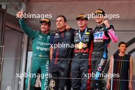 The podium (L to R): Fernando Alonso (ESP) Aston Martin F1 Team, second; Pierre Wache (FRA) Red Bull Racing Technical Director; Max Verstappen (NLD) Red Bull Racing, race winner; Esteban Ocon (FRA) Alpine F1 Team, third. 28.05.2023. Formula 1 World Championship, Rd 7, Monaco Grand Prix, Monte Carlo, Monaco, Race Day.