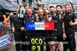 Alpine F1 Team celebrate third position for Esteban Ocon (FRA) Alpine F1 Team. 28.05.2023. Formula 1 World Championship, Rd 7, Monaco Grand Prix, Monte Carlo, Monaco, Race Day.