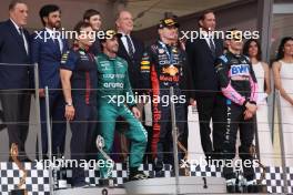 The podium (L to R): Pierre Wache (FRA) Red Bull Racing Technical Director; Fernando Alonso (ESP) Aston Martin F1 Team, second; Max Verstappen (NLD) Red Bull Racing, race winner; Esteban Ocon (FRA) Alpine F1 Team, third. 28.05.2023. Formula 1 World Championship, Rd 7, Monaco Grand Prix, Monte Carlo, Monaco, Race Day.