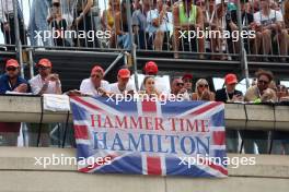 Circuit atmosphere - Lewis Hamilton (GBR) Mercedes AMG F1 fans and banner. 28.05.2023. Formula 1 World Championship, Rd 7, Monaco Grand Prix, Monte Carlo, Monaco, Race Day.