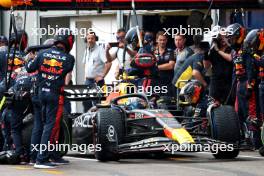 Sergio Perez (MEX) Red Bull Racing RB19 makes a pit stop. 28.05.2023. Formula 1 World Championship, Rd 7, Monaco Grand Prix, Monte Carlo, Monaco, Race Day.