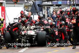 Kevin Magnussen (DEN) Haas VF-23 makes a pit stop. 28.05.2023. Formula 1 World Championship, Rd 7, Monaco Grand Prix, Monte Carlo, Monaco, Race Day.