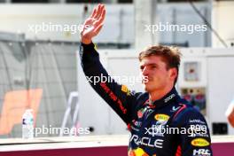 Max Verstappen (NLD) Red Bull Racing celebrates his pole position in qualifying parc ferme. 27.05.2023. Formula 1 World Championship, Rd 7, Monaco Grand Prix, Monte Carlo, Monaco, Qualifying Day.