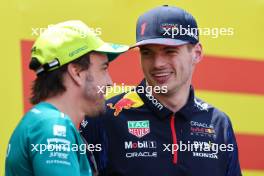 (L to R): Fernando Alonso (ESP) Aston Martin F1 Team and Max Verstappen (NLD) Red Bull Racing on the drivers' parade. 28.05.2023. Formula 1 World Championship, Rd 7, Monaco Grand Prix, Monte Carlo, Monaco, Race Day.