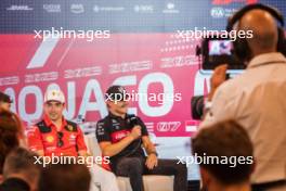 (L to R): Charles Leclerc (MON) Ferrari and Valtteri Bottas (FIN) Alfa Romeo F1 Team in the FIA Press Conference. 25.05.2023. Formula 1 World Championship, Rd 7, Monaco Grand Prix, Monte Carlo, Monaco, Preparation Day.