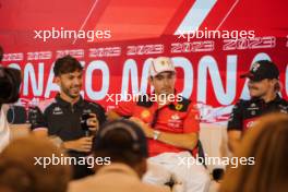 (L to R): Pierre Gasly (FRA) Alpine F1 Team; Charles Leclerc (MON) Ferrari; and Valtteri Bottas (FIN) Alfa Romeo F1 Team, in the FIA Press Conference. 25.05.2023. Formula 1 World Championship, Rd 7, Monaco Grand Prix, Monte Carlo, Monaco, Preparation Day.