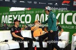 (L to R): Zhou Guanyu (CHN) Alfa Romeo F1 Team; Oscar Piastri (AUS) McLaren; and Fernando Alonso (ESP) Aston Martin F1 Team, in the FIA Press Conference. 26.10.2023. Formula 1 World Championship, Rd 20, Mexican Grand Prix, Mexico City, Mexico, Preparation Day.