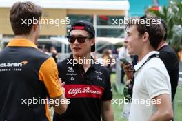 (L to R): Oscar Piastri (AUS) McLaren with Zhou Guanyu (CHN) Alfa Romeo F1 Team and Marcus Armstrong (NZL) IndyCar Driver. 05.05.2023. Formula 1 World Championship, Rd 5, Miami Grand Prix, Miami, Florida, USA, Practice Day.